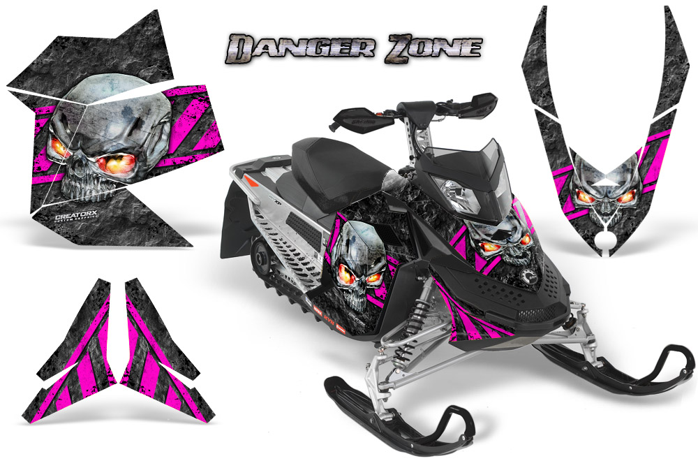 Skidoo REV XP Graphics Kit Danger Zone Pink